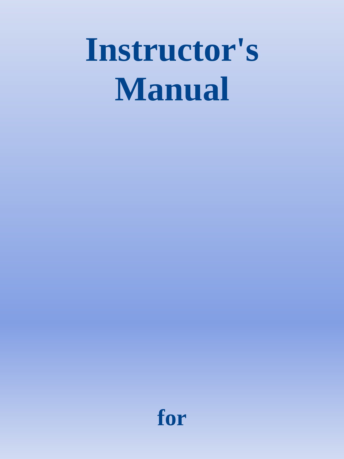 Instructor's Manual