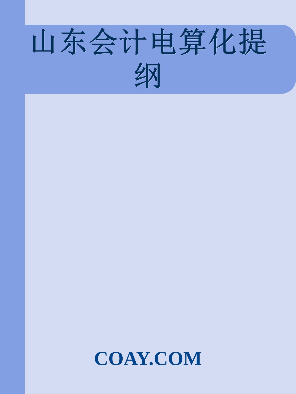 山东会计电算化提纲