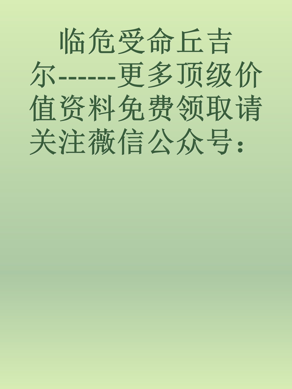 临危受命丘吉尔------更多顶级价值资料免费领取请关注薇信公众号：罗老板投资笔记