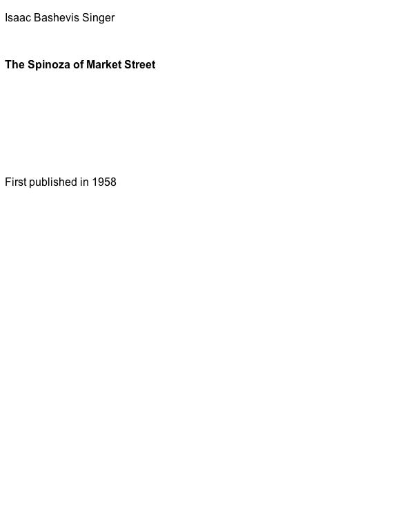 The Spinoza of Market Street