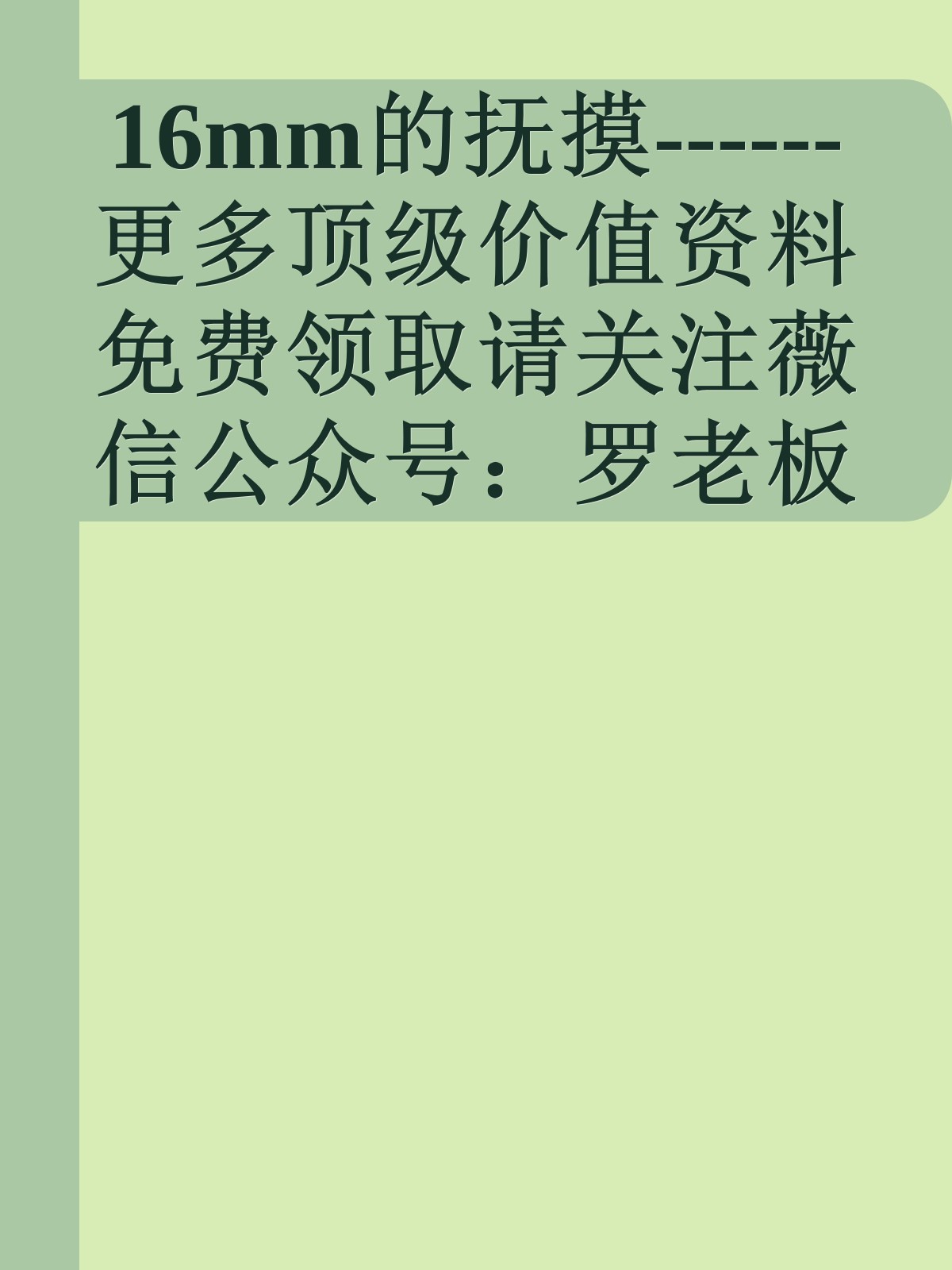 16mm的抚摸------更多顶级价值资料免费领取请关注薇信公众号：罗老板投资笔记