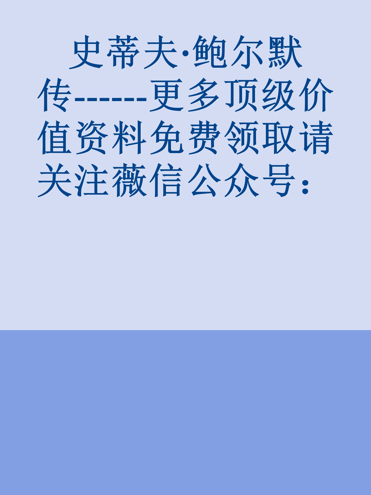 史蒂夫·鲍尔默传------更多顶级价值资料免费领取请关注薇信公众号：罗老板投资笔记